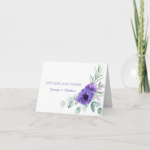 Aquarell-Violette Anemone Grünpflanzen Danke