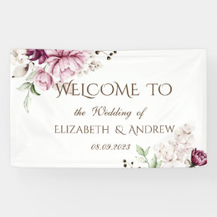 Aquarell Violette Blumen Hochzeit Banner