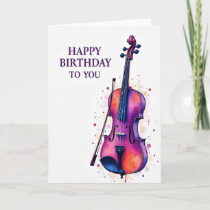 Aquarell-Violin-Geburtstagskarte Karte
