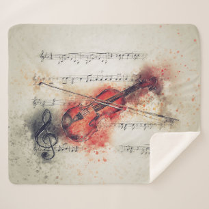 Aquarell-Violin-Notenblatt Rust Creme Schwarz Sherpadecke