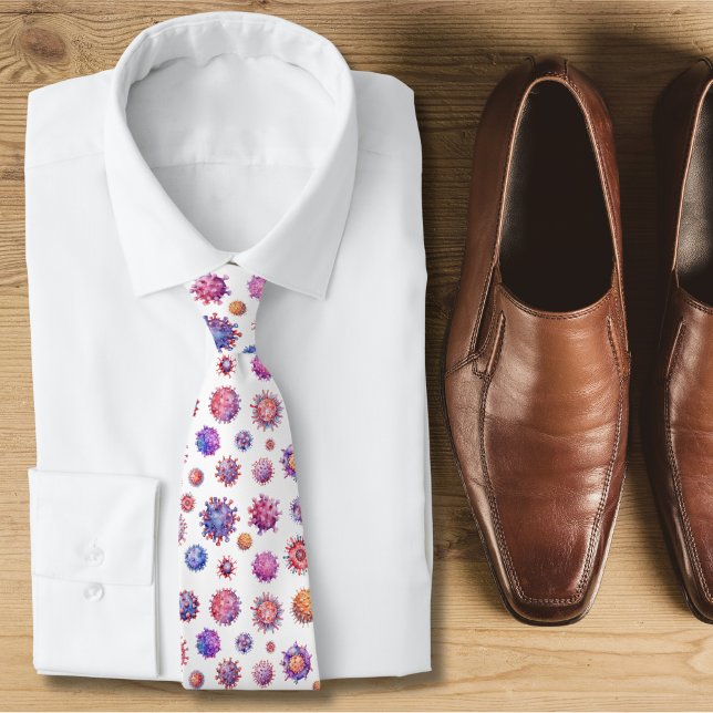 Aquarell-Virus-Bakterien-Blau-Muster Krawatte (Virus Bacteria patterned tie)