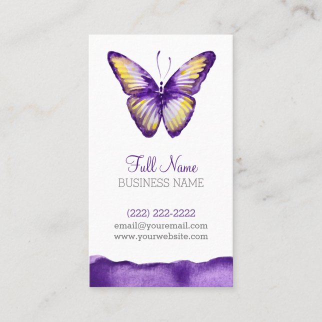 Aquarell-Visitenkarte-Entwürfe, violetter Visitenkarte (Vorderseite)