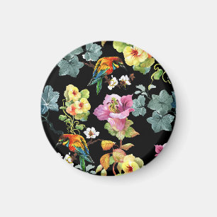 Aquarell-Vögel Blumen: Farbige Nahtlose. Magnet
