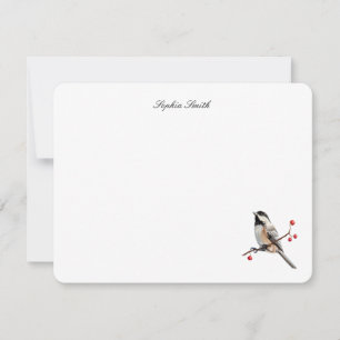 Aquarell-Vogel Chickadee flach Dankeskarte