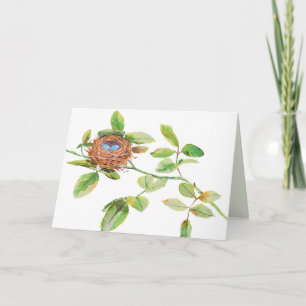 Aquarell-Vogel-Nest Karte