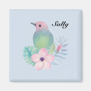 Aquarell Vogel und Blume Magnet