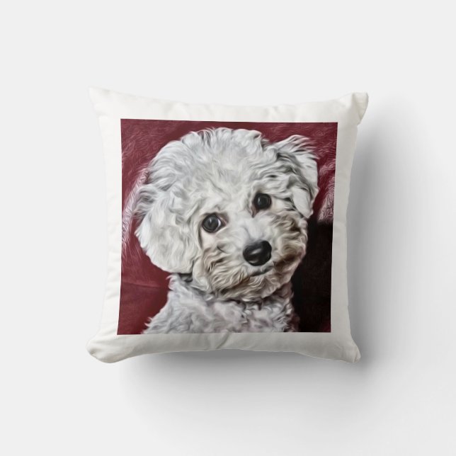 Aquarell von Bichon Frisé Kissen (Vorderseite)