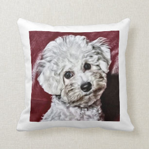 Aquarell von Bichon Frisé Kissen