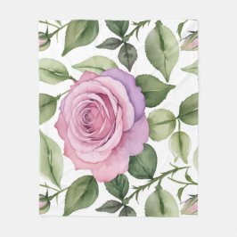 Aquarell von rosa und lavendelfarbenen Rosen Fleecedecke