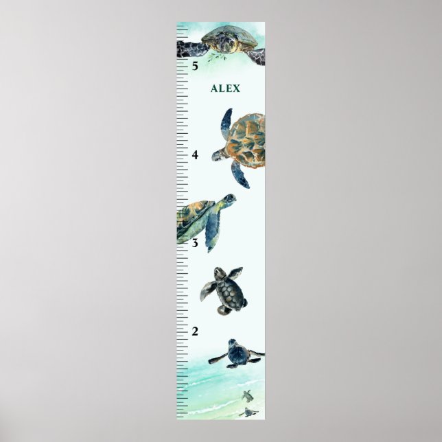 Aquarell Wachende Meeresschildkröten Personalisier Poster (Vorne)