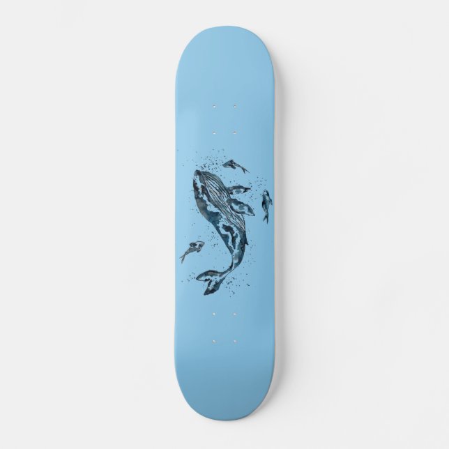 Aquarell-Wal-Blau-Skateboard Skateboard (Vorderseite)