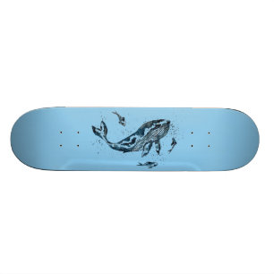 Aquarell-Wal-Blau-Skateboard Skateboard