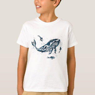 Aquarell-Wal in blauem T-Shirt für Kinder
