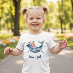 Aquarell-Wal-T-Shirt für kleine Mädchen Baby T-shirt