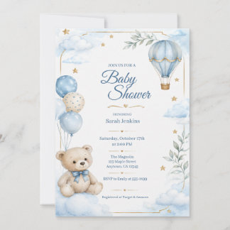 Aquarell-Wald-Baby-Junge-Shower-Einladung