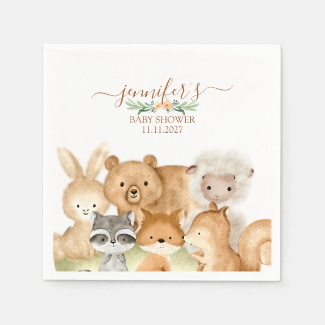 Aquarell-Wald-Baby Serviette (Vorderseite)