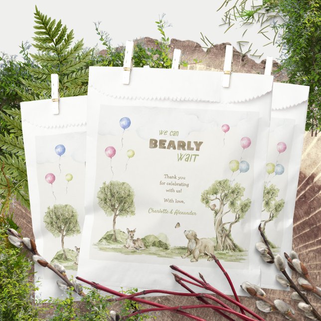 Aquarell Wald Bärchen warten Whimsical Geschenktütchen (Watercolor Woodland Bearly Wait Whimsical Favor Bags ©Susanne Sachers - Sunny Mind 🌞)