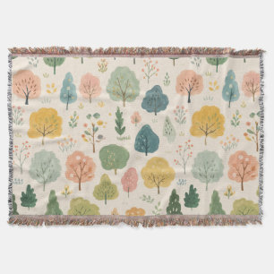 Aquarell-Wald-Bäume Nahtloses Muster Home Deco Decke