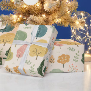 Aquarell-Wald-Bäume Nahtloses Muster Home Deco Geschenkpapier