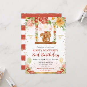 Aquarell-Wald-Eichhörnchen-Kindergeburtstag Einladung