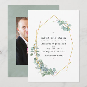 Aquarell-Wald-Eukalyptus-Hochzeitsfoto Save The Date