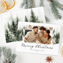 Aquarell-Wald-Familienfoto-Weihnachtskarte
