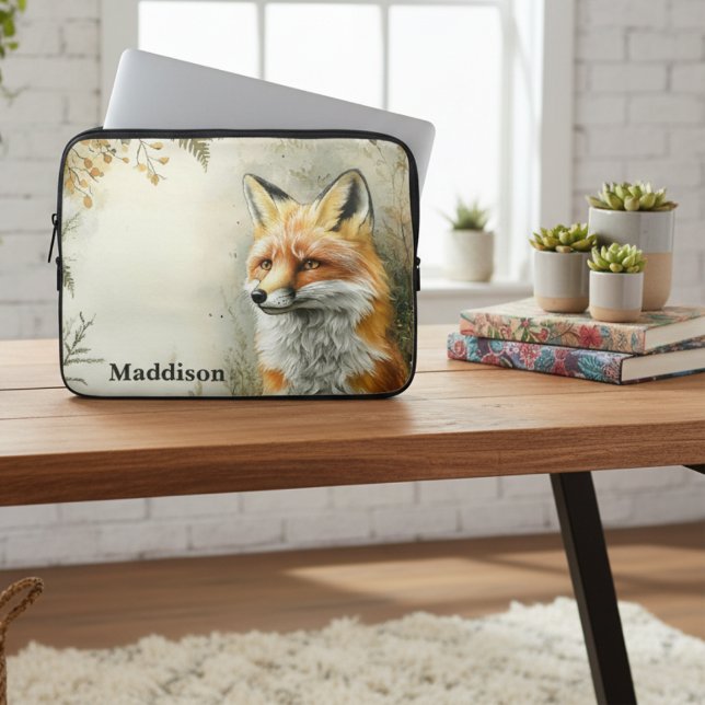 Aquarell Wald Fuchs Natur Laptopschutzhülle (Von Creator hochgeladen)