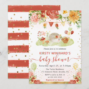 Aquarell-Wald-Igel-Baby-Party Einladung