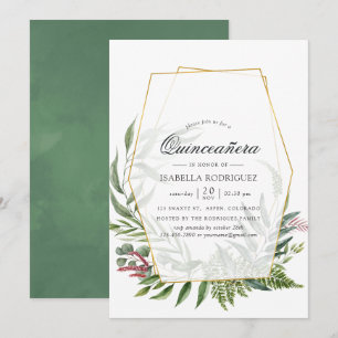 Aquarell-Wald-Kräuter-Herbarium-Geometrisch-Quince Einladung