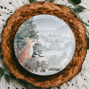 Aquarell-Wald-Wald-Fuchs-Baby-Party Pappteller