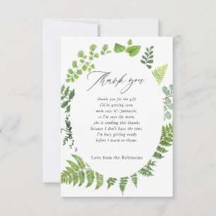 Aquarell Wald Waldgrün Baby Shower Dankeskarte