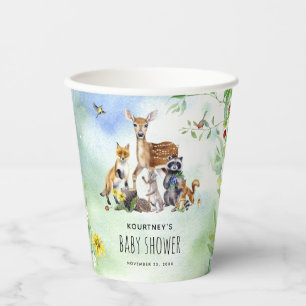 Aquarell-Wald-Waldtiere-Baby-Party Pappbecher