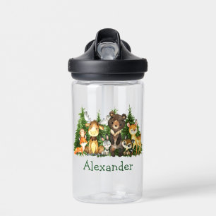 Aquarell-Wald-Waldtiere Bäume Trinkflasche