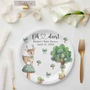Aquarell-Waldhirsch-Baby-Party Pappteller