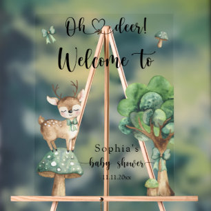 Aquarell-Waldhirsch - Willkommen Baby-Party Acrylschild