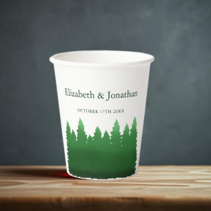 Aquarell-Waldkiefern-Hochzeit Pappbecher