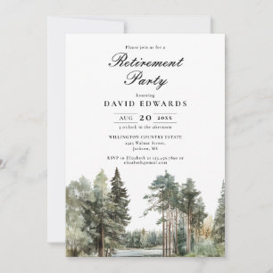 Aquarell-Waldlandschaft-Rentnerparty Einladung