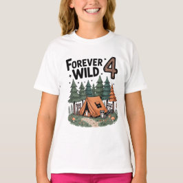Aquarell Waldtier Camper 4. Geburtstag T-Shirt