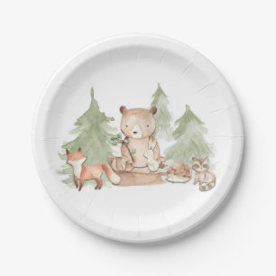 Aquarell Waldtiere Baby Shower Pappteller