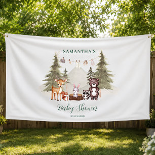 Aquarell-Waldtiere neutrale Babyparty Banner