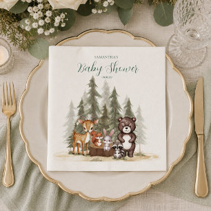 Aquarell-Waldtiere neutrale Babyparty Serviette