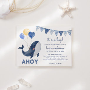 Aquarell-Wale Ahoy, es ist ein Junge - Babyparty Einladung