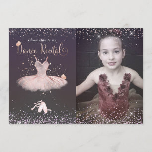 Aquarell-Wangenrot-Tutu und Schmetterlinge Tanzvor Einladung