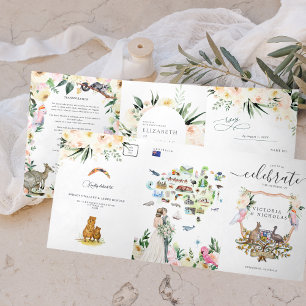 Aquarell-Wappen zur Hochzeit   Australische Hochze Dreifach Gefaltete Einladung