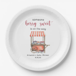 Aquarell-Warenwagen-Beeren-Baby-Party Pappteller