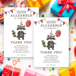 Aquarell-Waschbär 1. Geburtstag Dankeskarte