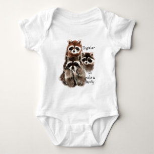 Aquarell-Waschbären zusammen lassen wir Familie Baby Strampler