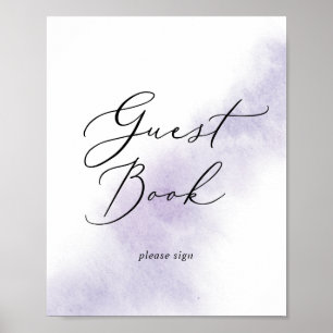 Aquarell-Wash Lila Gästebuch-Schild Poster