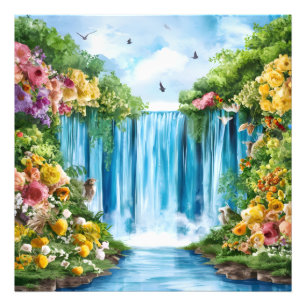 Aquarell-Wasserfall Fotodruck