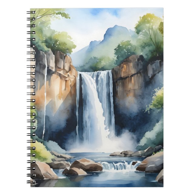 Aquarell-Wasserfall Notizblock (Vorderseite)